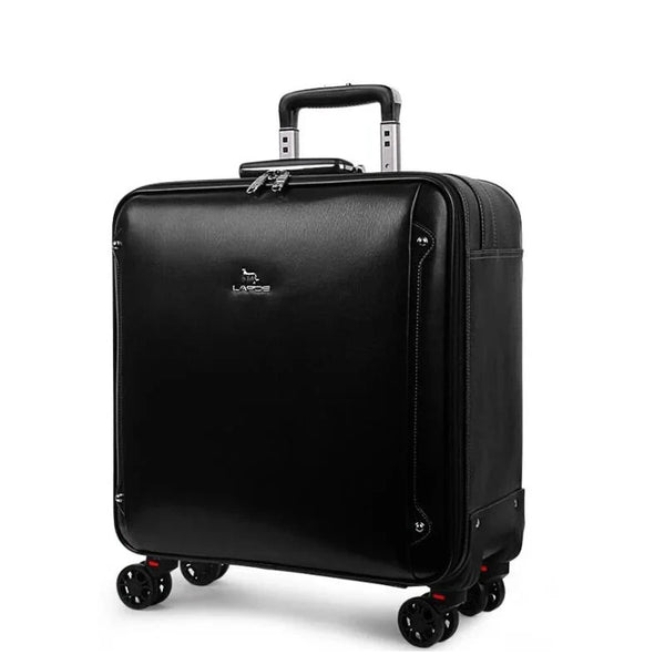 16"20" Inch Men Genuine Leather Hand Luggage Cabin Travel Trolley Bags On Wheels  -  GeraldBlack.com