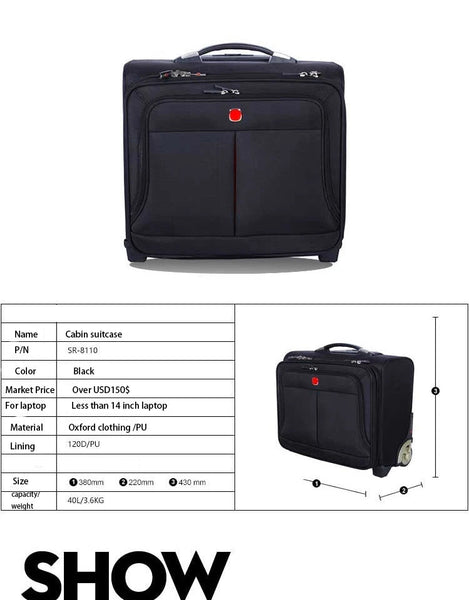 18 Inch Unisex Business Luggage Boarding Box Suitcases With Wheels  -  GeraldBlack.com
