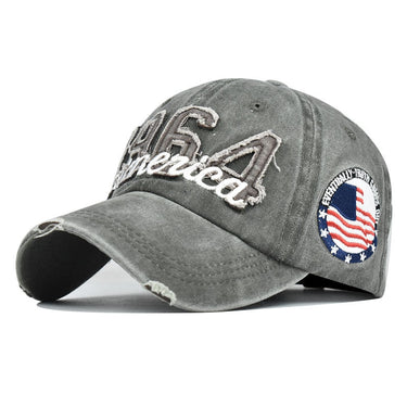 1964 America Embroidery Label Distressed Patch Baseball Denim Style Strapback Trucker Outdoor Sport Peaked Caps  -  GeraldBlack.com