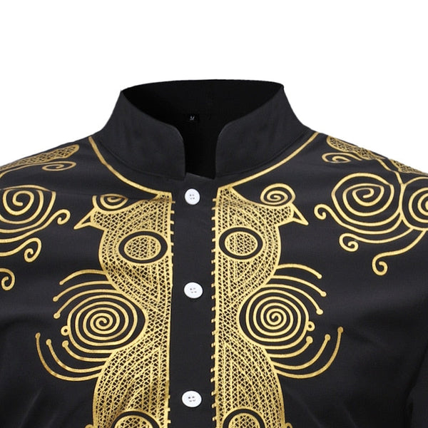 2 Pieces Man Shirt Trousers African Style 3D Print Ethnic Clothing Set Suits Full Sleeve Tops Outfits  -  GeraldBlack.com