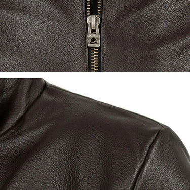 6XL Spring Pure Cowhide 100% Genuine Leather Men's Short Standing Collar Simple Autumn Coats  -  GeraldBlack.com