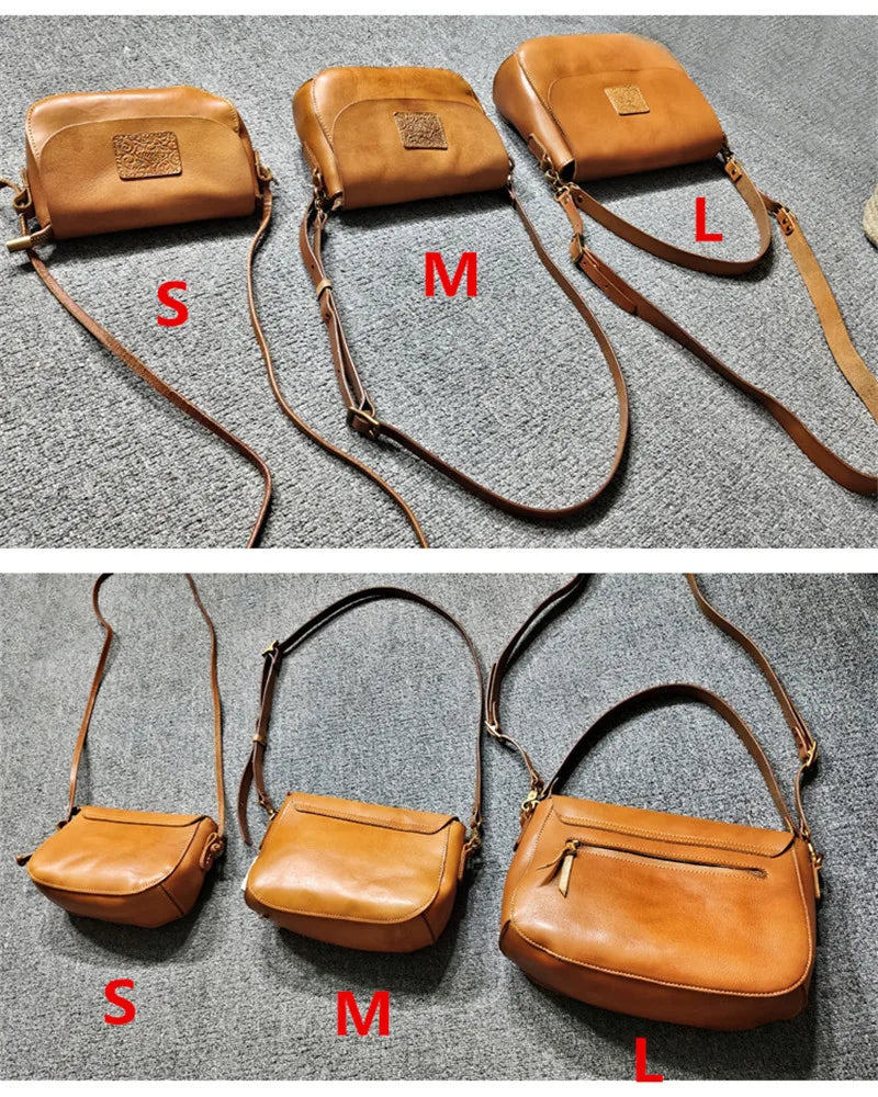 Vintage Handmade Genuine Leather Small Shoulder Bag for Women