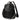 Women's Genuine Leather Black Minimal Style Backpack for Travel and School
