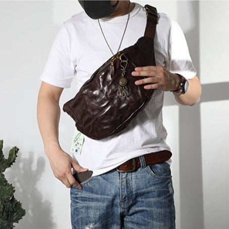 High Quality Casual Vintage Leather Men's Waist Pack