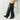 Women's Black Fold Knee High Pointed Toe Wedge Heel Long Boots