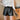 Korean High Waist Wide Leg Real Sheepskin Leather Shorts for Women