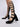 Women's Punk Buckle Straps Round Toe Back Zipper Square Heels Knee-high Sandals