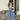 Women's European American Drawstring Elastic Waist Patchwork Loose Drape Jeans