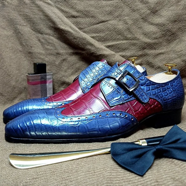 Picture of Men's Luxury Genuine Leather Crocodile Pattern Formal Wedding Dress Sh ...
