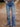 Women's Blue Straight Leg Stretchy Jeans with Back Pocket Embroidery