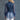 Women's American Retro Denim Chiffon Transparent Lantern Sleeve Cinched Slim Fit Shirt