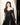 Women's Luxury Black Long-Sleeved Lace A-line Prom Evening Dress