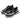 Cowhide Genuine Leather Round Toe Black White Mixed Color Lace Up Sneakers
