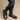 British Winter Fashion Cowhide Zipper Square Toe Mid Heel Boots