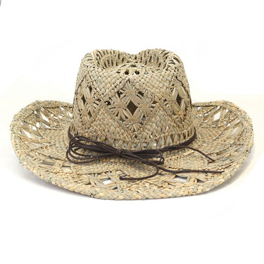 Natural Salty Grass Hand Knitted Western Cowboy Hat for Women Men Wide Brim Sun Protection for  -  GeraldBlack.com