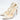 Women's White Leather Carved Flowers High Heels Lace-up Pointed Toe Pumps
