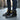Men's Crocodile Pattern Patent Leather Metal Buckle Lace-up High Top Casual Shoes
