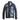 Men's Blue Black Spliced Rivet Decor Ripped Plaid Patchwork Jacket