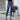 Women's Street Fashion Blue Stretch Denim Multi-Button Cuffed Slim-Fit Jeans Pants