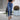 Women's Street Fashion Blue Stretch Denim Multi-Button Cuffed Slim-Fit Jeans Pants