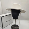 Artificial Wool Blend White Wide Brim Solid Jazz Fedoras Hat with Chain for Women  -  GeraldBlack.com