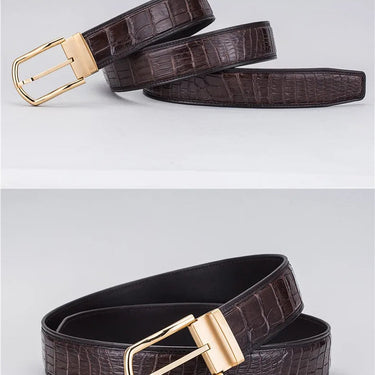 Authentic Crocodile Belly Skin Exotic Alligator Leather Stainless Steel Needle Buckle Belt Waist Strap For Male  -  GeraldBlack.com