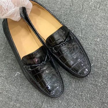 Authentic Genuine Exotic Alligator Crocodile Skin Leather Business Casual Men Moccasins Shoes Slip-on Flats  -  GeraldBlack.com