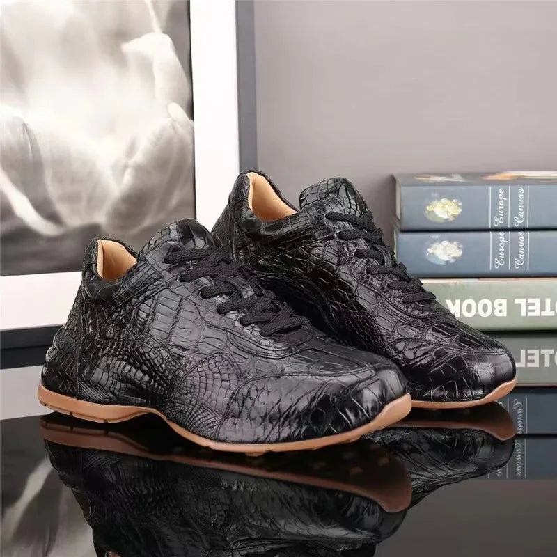 Authentic Men Genuine Exotic Alligator Crocodile Skin Leather Lace-up Winter High top Ankle Shoes  -  GeraldBlack.com