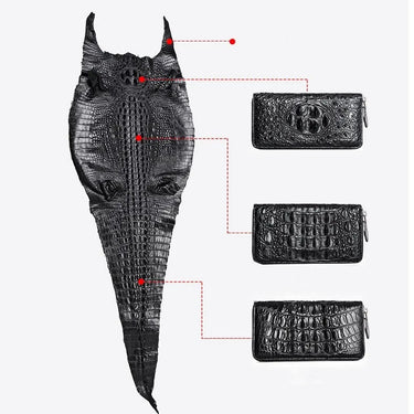 Authentic Real Crocodile Skin Men's Small Oblique Genuine Exotic Alligator Leather Handbag Cross Shoulder Messenger Bag  -  GeraldBlack.com
