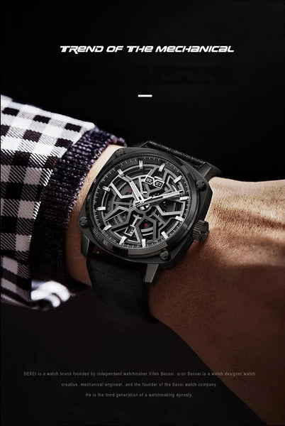 Automatic mechanical Luxury Fashion skeleton synthetic sapphire waterproof BX-015 movement Reserve 72H watches  -  GeraldBlack.com