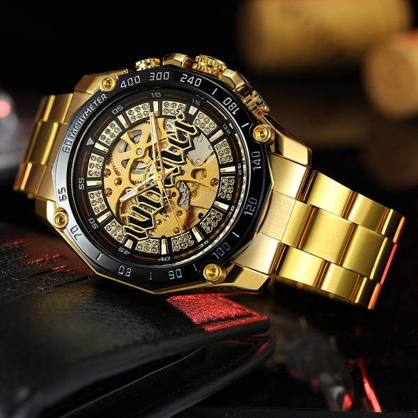 Automatic Men Luxury Golden Skeleton Mechanical Wristwatches Relogios Masculinos  -  GeraldBlack.com