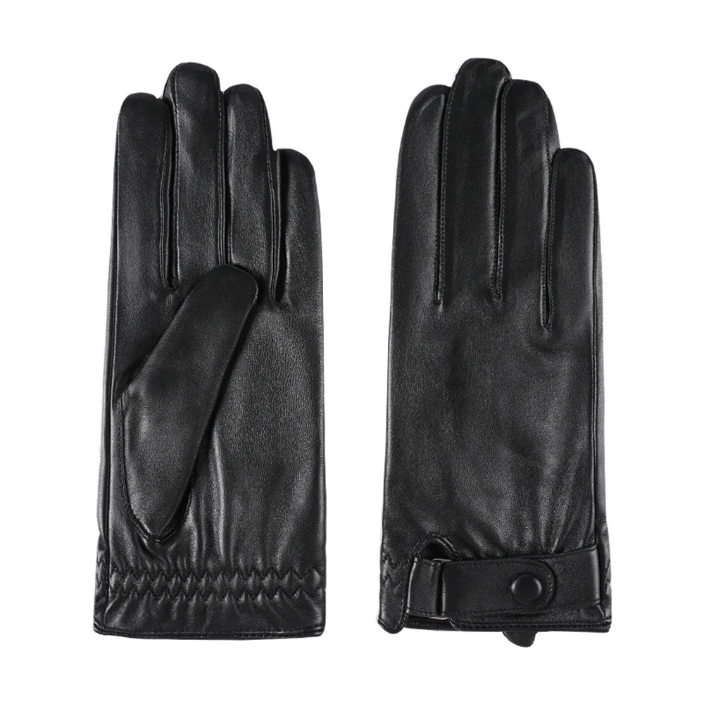 Autumn Winter 100% Geniune Sheepskin Leather Driving Warm Touch Screen Windproof Gloves Mittens  -  GeraldBlack.com