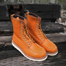 Autumn Winter Casual Men Vintage Wings Cow Leather Handmade Tooling Mid-calf Outdoor High Motorcycle Boots  -  GeraldBlack.com