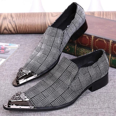 Big Sizes Elegant Business Men's Leather Pointed Iron Toe Handsome Gray Heels Increased Dress Shoes  -  GeraldBlack.com
