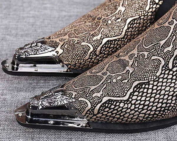 Big Sizes Men's Leather Snake Pattern Business Leather Pointed Dress Shoes EU38-46!  -  GeraldBlack.com