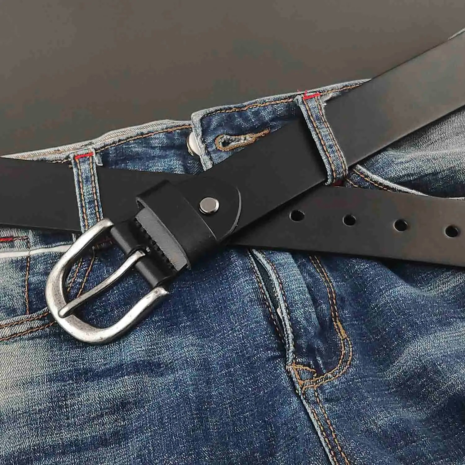 Biker Rock Synthetic Leather Belt Men's Pants Waistband with Spring Chain  -  GeraldBlack.com