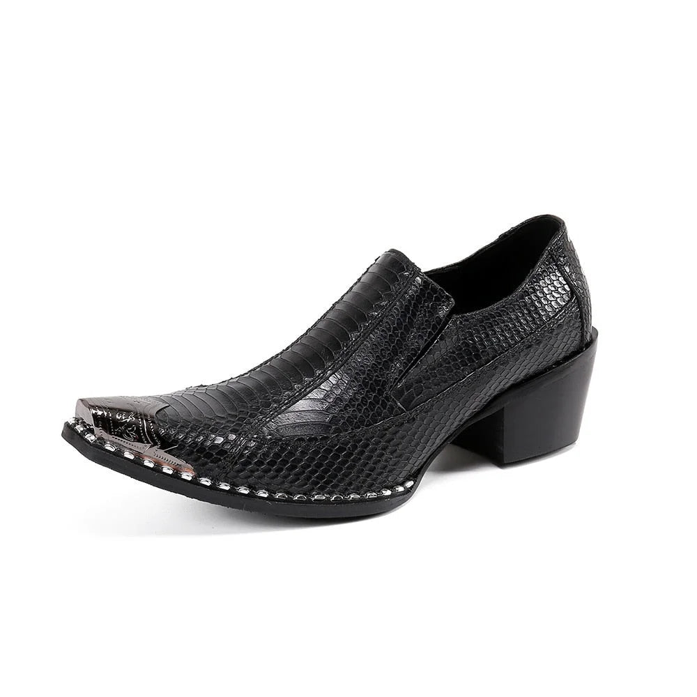 Black Formal Business Slip on Leather  6.5cm Height Increased Oxfords Shoes 38-46  -  GeraldBlack.com