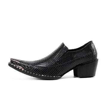 Black Formal Business Slip on Leather  6.5cm Height Increased Oxfords Shoes 38-46  -  GeraldBlack.com