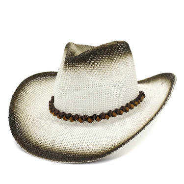 Black Spray-painted Paper Straw Jazz Cowboy Hats Unisex Wide Brim Beach Hat  -  GeraldBlack.com