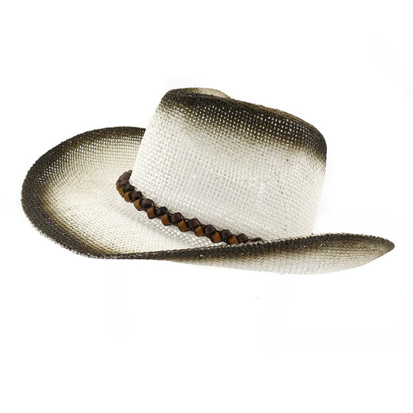 Black Spray-painted Paper Straw Jazz Cowboy Hats Unisex Wide Brim Beach Hat  -  GeraldBlack.com