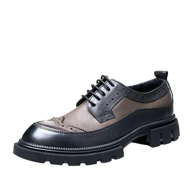 British Retro Mix-colors High-society Men's Leather Brogue Shoes Businessman Big Round Head Thick Bottom Oxfords Luxury  -  GeraldBlack.com