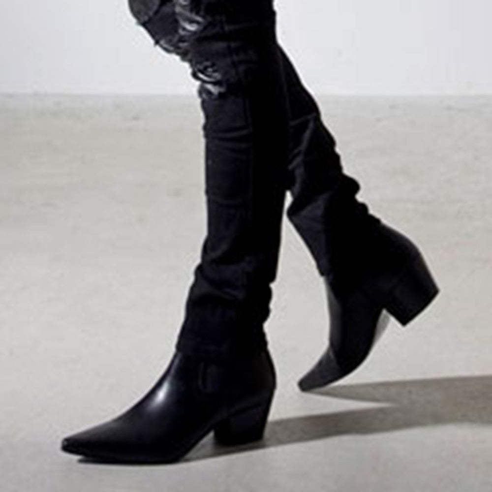 British Style Men's Pointed Toe Black Leather Ankle Boots Sizes EU38-43  -  GeraldBlack.com