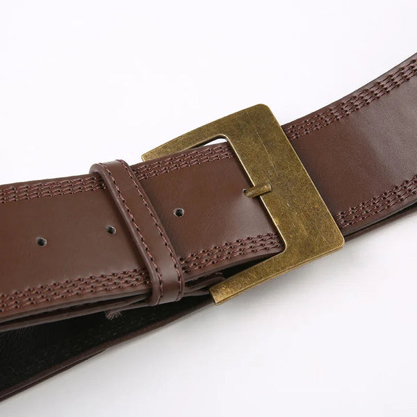 Brown Synthetic Leather Buckle 90s Vintage Fashion Belts for Women Cowgirl Accessories  -  GeraldBlack.com