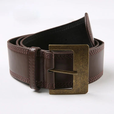 Brown Synthetic Leather Buckle 90s Vintage Fashion Belts for Women Cowgirl Accessories  -  GeraldBlack.com