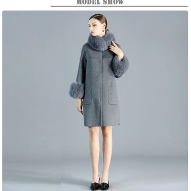 Cashmere Women Slim Fashion Winter Genuine Fox Collar Jacket  -  GeraldBlack.com