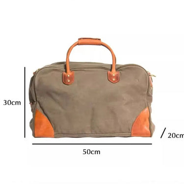 Casual canvas genuine leather weekend outdoor large-capacity handbag designer travel duffel bag  -  GeraldBlack.com