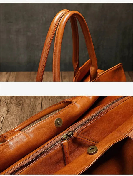 Casual genuine soft real cowhide leather women's travel bag weekend outdoor large-capacity duffel bag  -  GeraldBlack.com