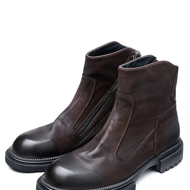 Classical Men's Zipper Mid-calf Full Grain Leather Military  Retro Boots Man Casual Winter Shoes  -  GeraldBlack.com