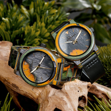 Colored Wood Men Quartz Watch Leisure Fashion Wristwatch Laser Dial Scale  -  GeraldBlack.com
