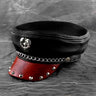 Cool Studded Skull Unisex Genuine Leather Biker Punk Rocker Military Cap Hat  -  GeraldBlack.com